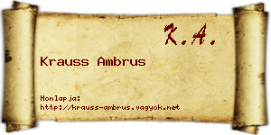 Krauss Ambrus névjegykártya